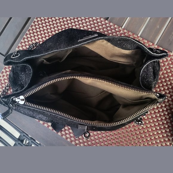 J Crew Suede Crossbody/Shoulder Purse w/ Chain Straps + Bow Tie Accents - Picture 14 of 16